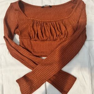 SHEIN Warm Copper Scoop Neck Sweater